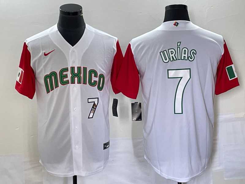 Men's Mexico Baseball #7 Julio Urias Number 2023 White Red World Classic Stitched Jersey32,We sell and wholesale Men's Mexico Baseball #7 Julio Urias Number 2023 White Red World Classic Stitched Jersey32 on line form chian!